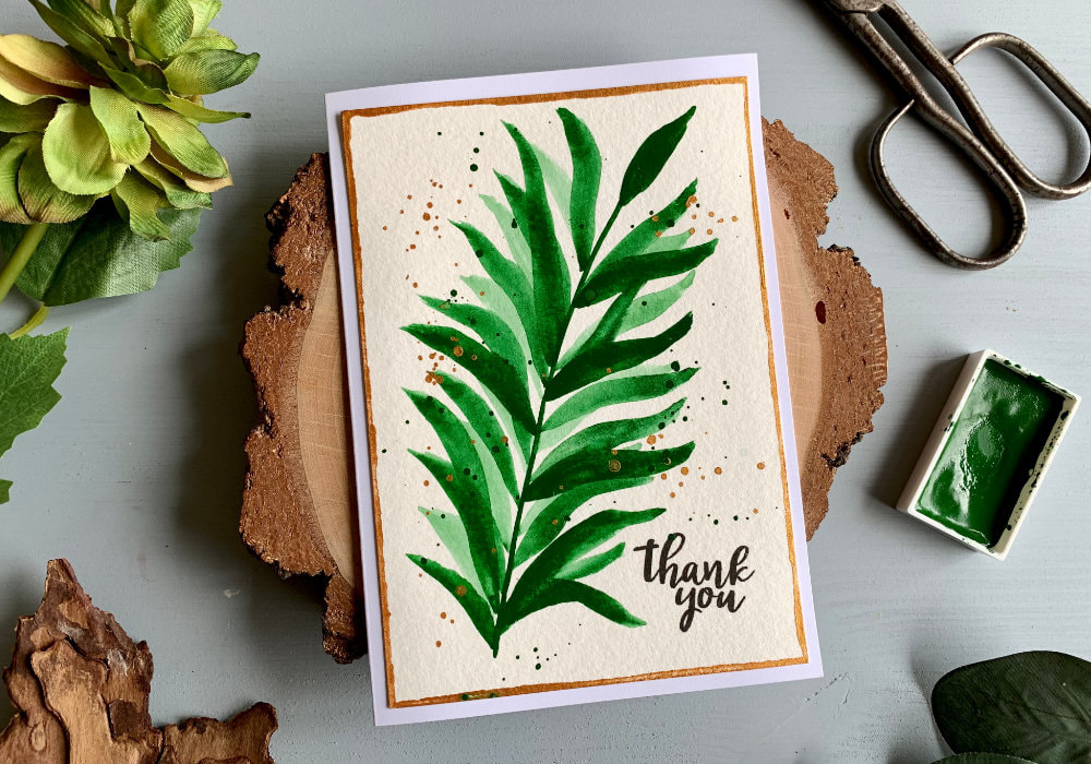 Make a simple DIY card with hand-painted watercolour leaf, perfect for beginners and budget friendly. This card is perfect of any occasion such as showing a gratitude with a Thank you card, but great for Birthday, Mother's Day or Father's day.