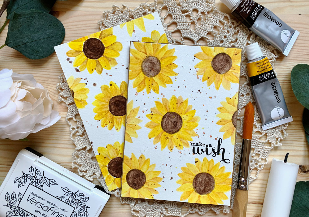 Blog post: How To Paint A Very Simple Sunflowers For Beginners - No Stamps No Dies + VIDEO