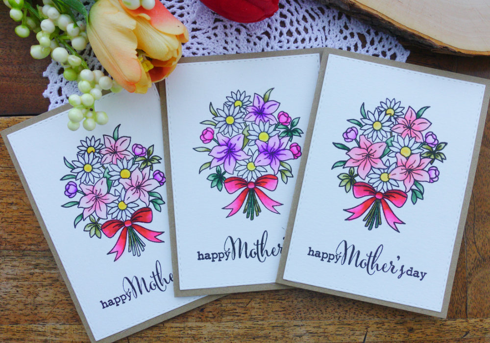 Simple watercolouring a flower bouquet using Zig Brush Markers and the stamp set “Say It With Flowers” by Clearly Besotted.