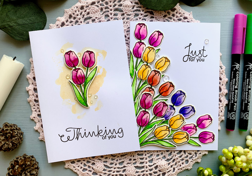 Create very simple handmade cards using smaller stamps. Two different layout, very easy to make. 
