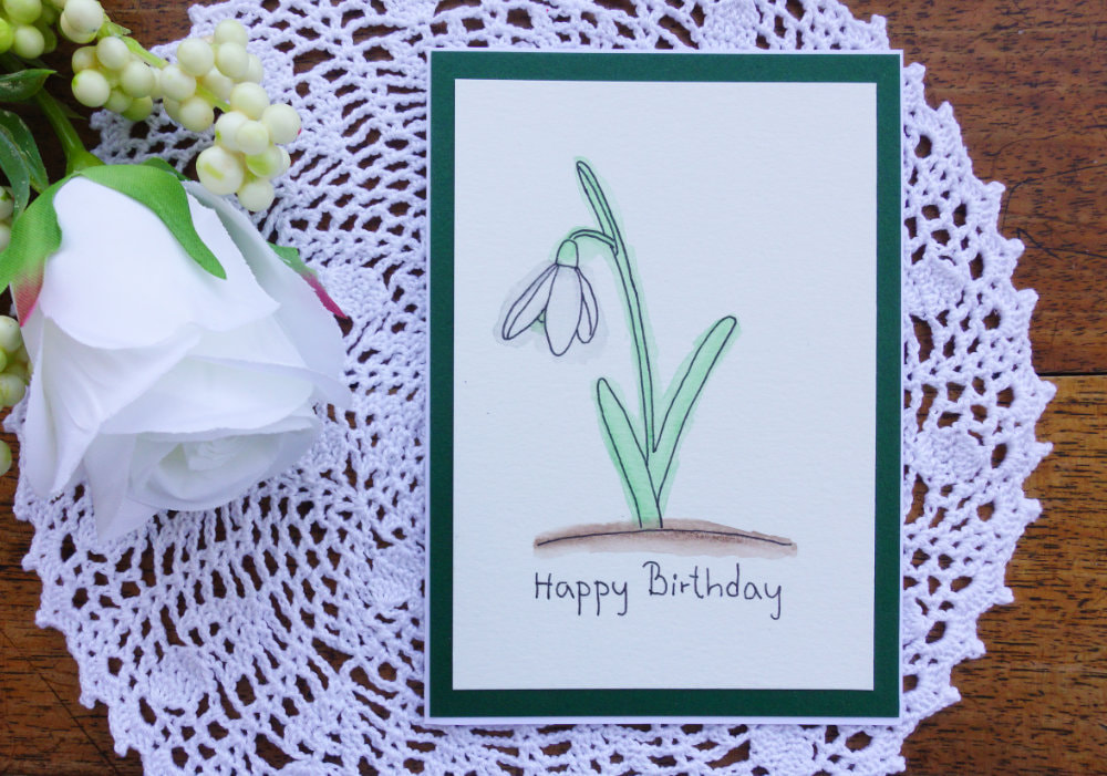 No stamps no problem! Creating a samped like image without using any stamps and drawing the flower snowdrop.