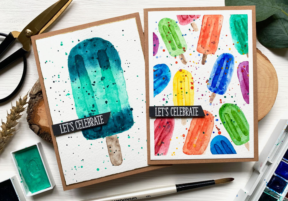 Tutorial creating a handmade summer card with an ice lolly using watercolours. Perfect card on a budget for beginners.