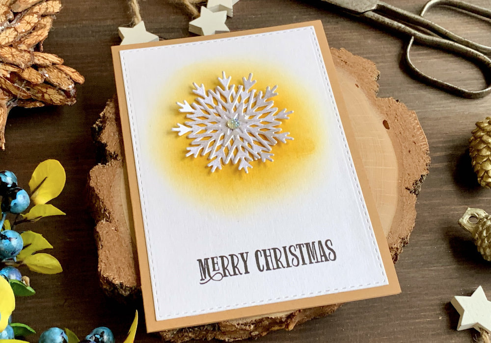 Handmade greeting Christmas greeting cards showcasing seven types of different backgrounds you can created using Distress inks or other similar inks