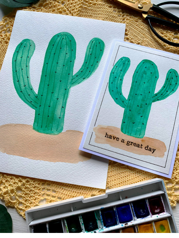 Learn how to paint a simple cactus using watercolours. Budget friendly DIY decor or a greeting card, perfect for beginners.