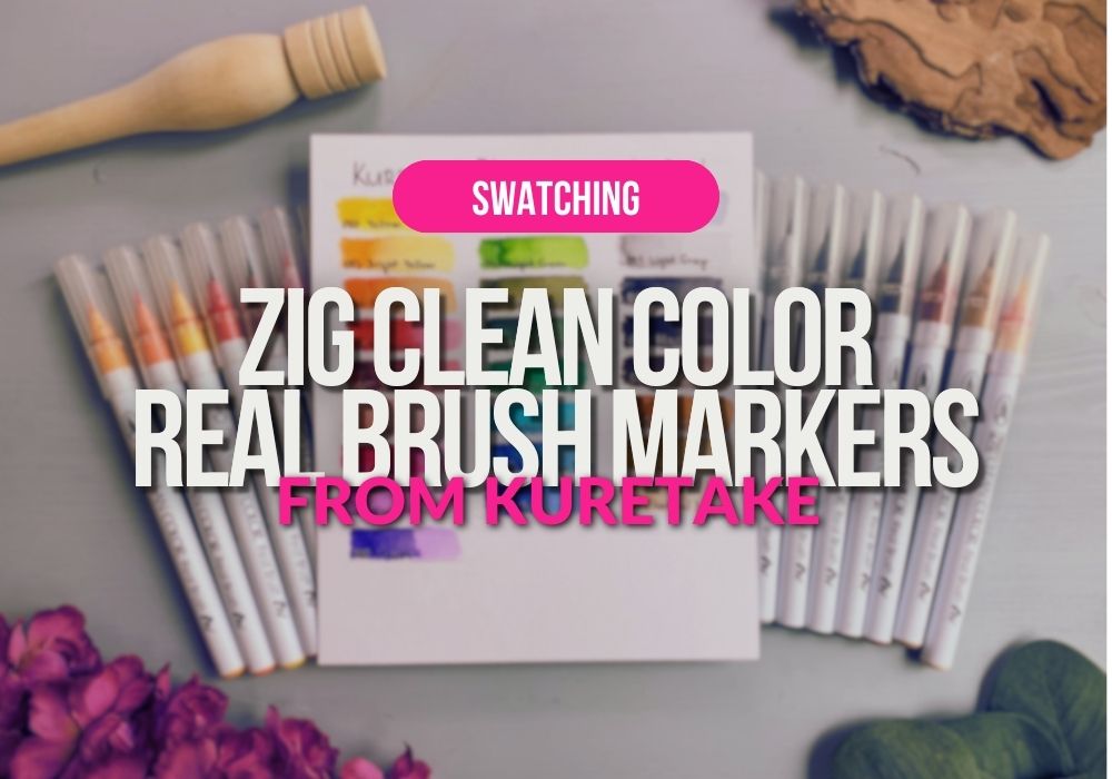 Creating a swatch chart for the ZIG Clean Color Real Brush Markers from Kuretake set of 24 plus extra red.
