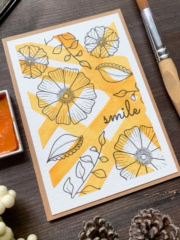 Create a simple handmade card with a quick and easy watercolour backgrounds and flowers stamped with black ink. Cards perfect for beginners.