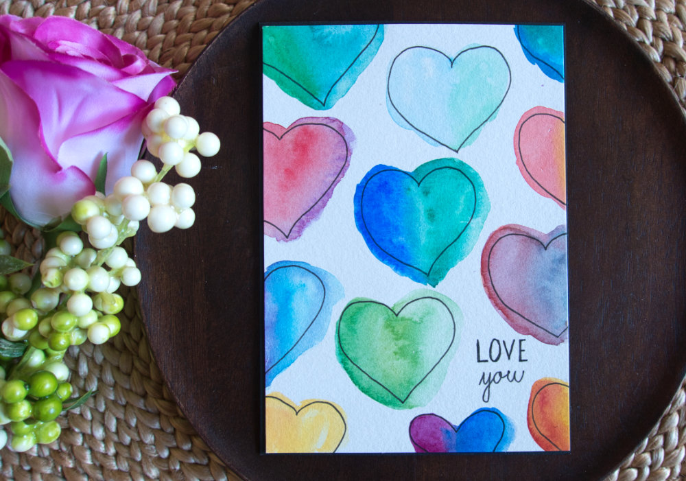 Simple DIY card with hand drawn hearts, not only for Valentine's Day.