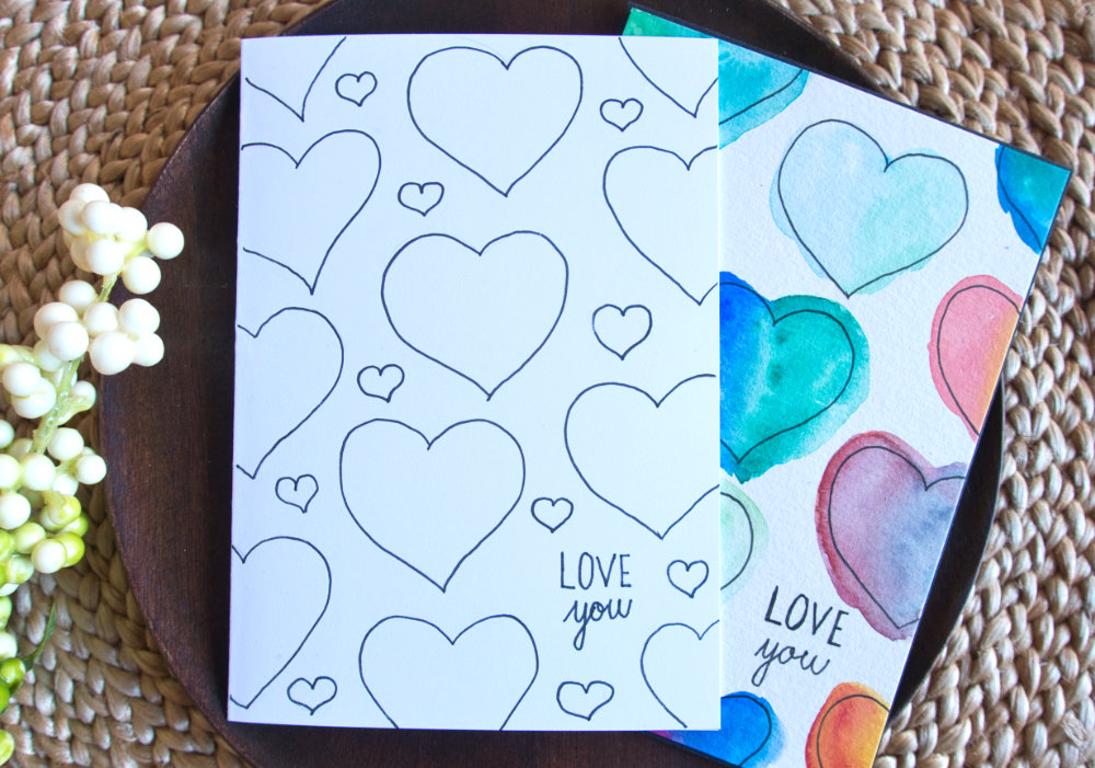 Simple DIY card with hand drawn hearts, not only for Valentine's Day.