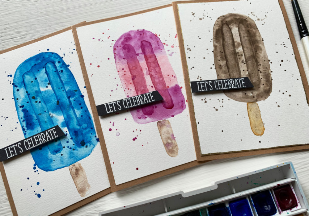Tutorial creating a handmade summer card with an ice lolly using watercolours. Perfect card on a budget for beginners.