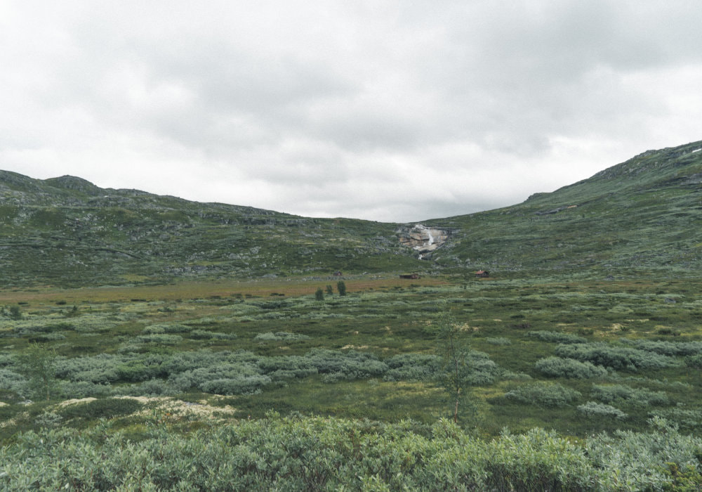 Vast landscape of Hardangervidda, Norway, during a grey day. 