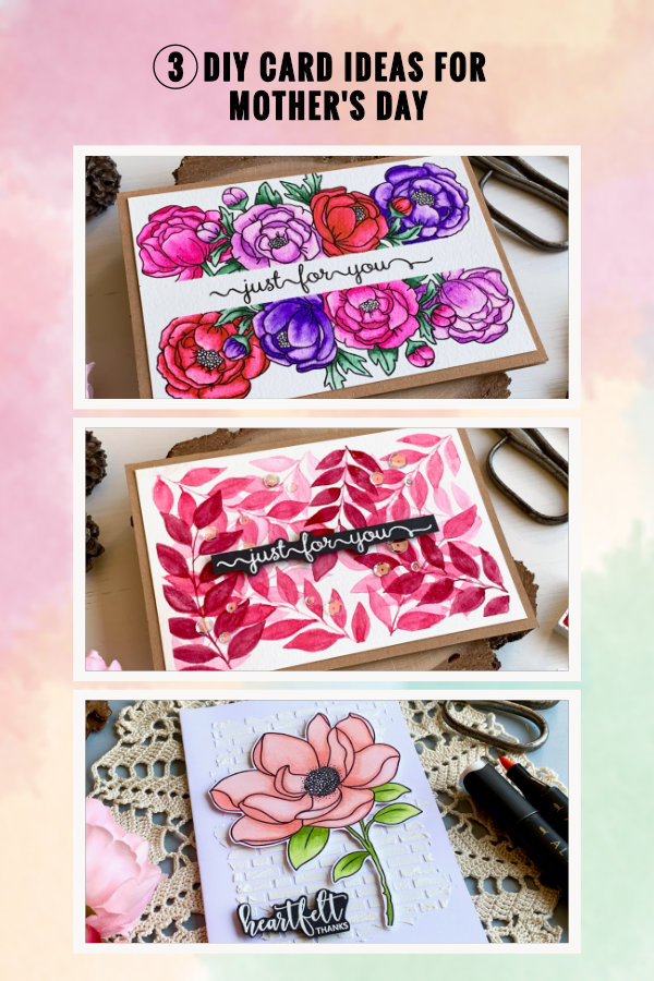 Mother's Day is around the corner and what better way to show your love than with a handmade card? Whether you're a beginner or an advanced crafter, I've got 5 Mother's day card ideas for you!  While some are made using stamps and some are hand-painted completely from scratch, you can use what ever products you have or can afford.
