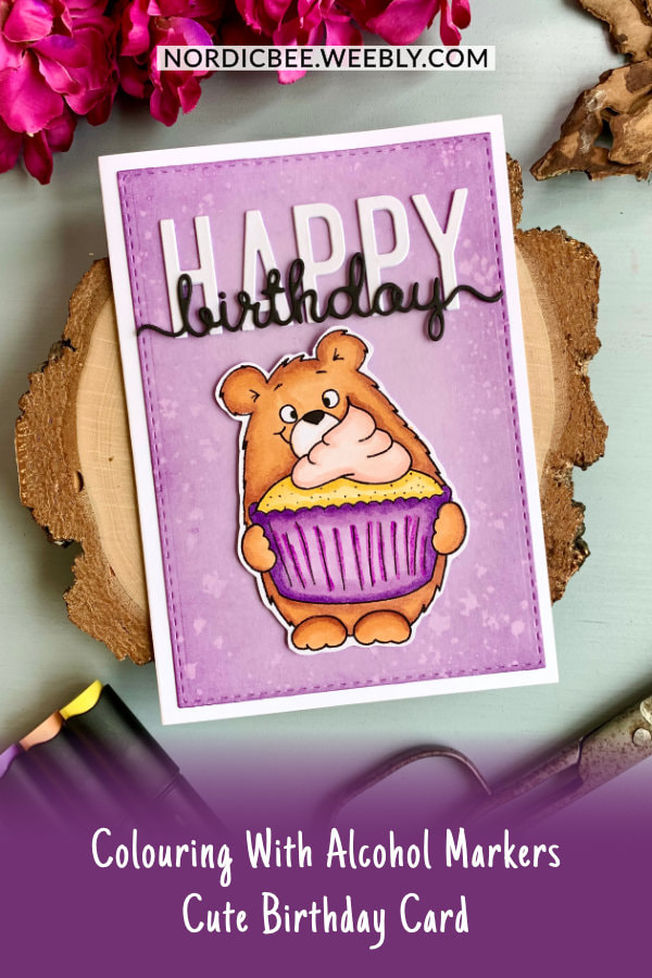 Colour a digital stamp using alcohol markers and create a cute and fun Birthday card.