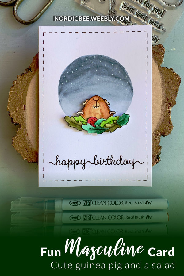 Handmade masculine card that can be given for Birthday or Father's Day using a stamp set Week Week Week by Gerda Steiner Designes.