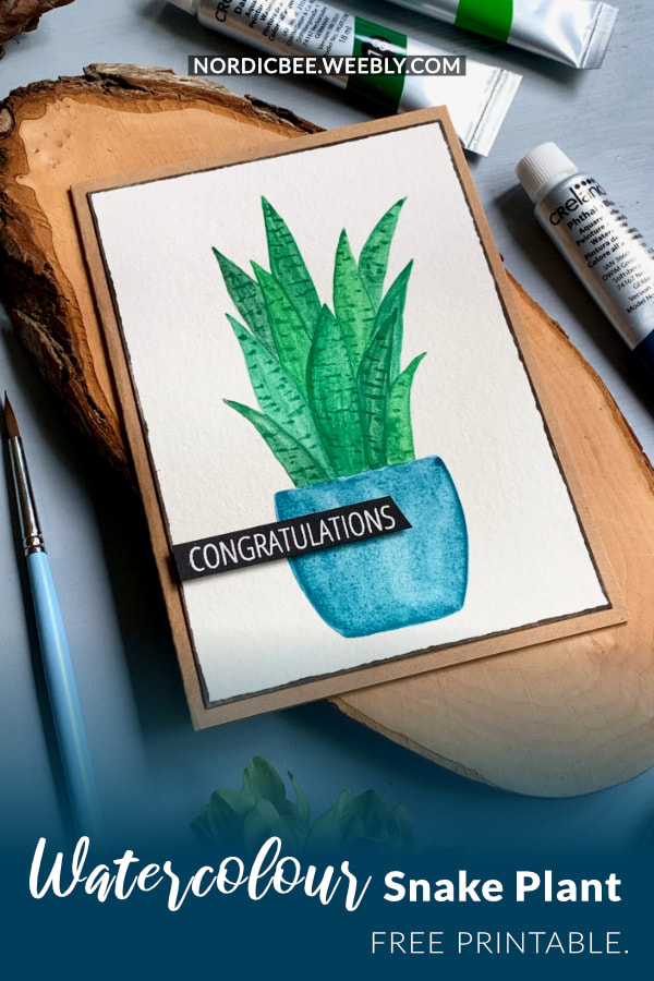 Make a simple DIY card with a watercolour snake plant. Free sketch is available over on my blog.